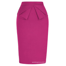 Grace Karin Women's High Stretchy Hips-Wrapped Vintage Retro Deep Pink Fushia Pencil Skirt CL010454-6